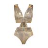 1011 European and American new hollow pleated colored diamond decorative one-piece swimsuit women's clothing explosion