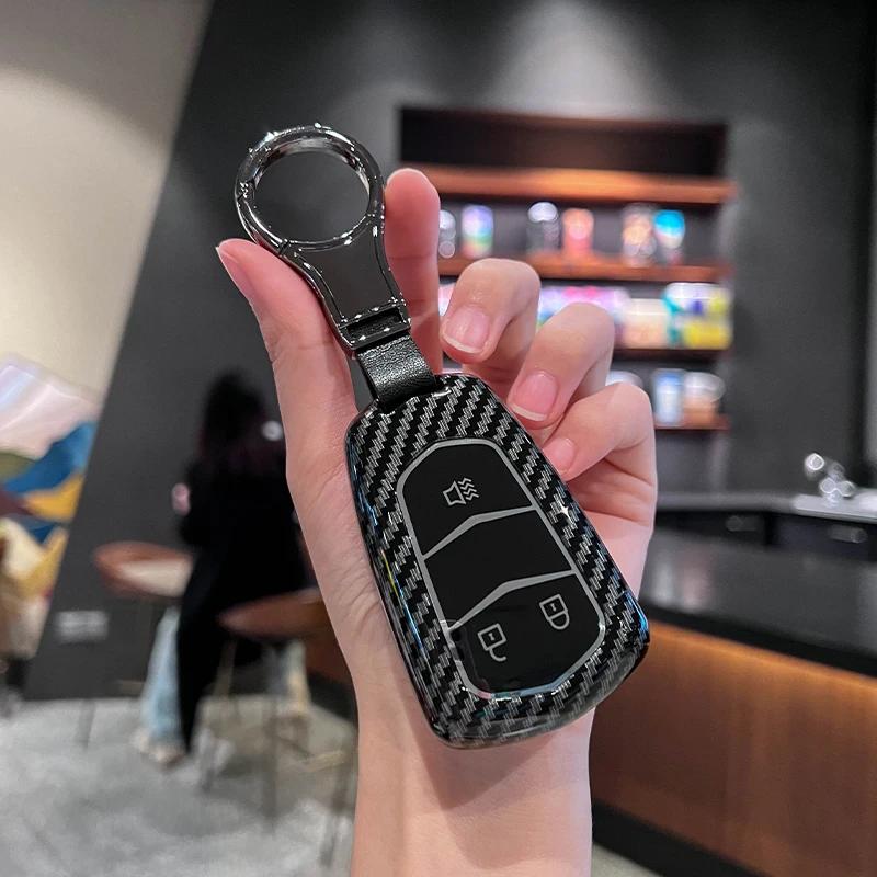Abs+Tpu Car Key Case Cover Shell For Cadillac Ct4 Ct5-V Blackwing Ct6 Xts Xt4 Tx5 Tx6 Lyriq-V Escalade Vistiq Keychain