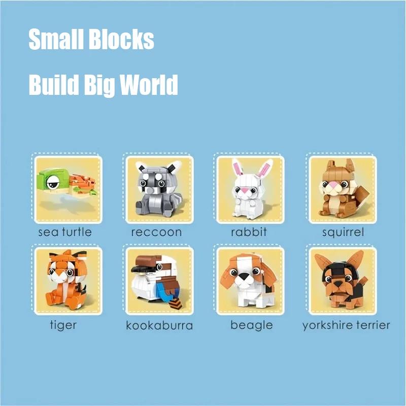 Ensemble de Blocs de Construction Animaux Mignons Collection de Briques à Petites Particules Décoration Amusante Cadeaux Éducatifs pour les Fêtes Pour Adultes