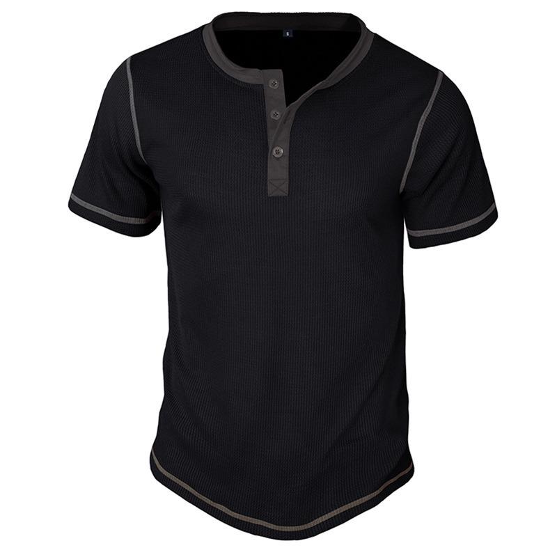 Men’s Short Sleeve Colorblock Waffle Henley Shirt