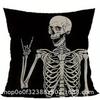 Home Decor Skeletons Making Hand Gestures Pillow Cover Pattern Cushion Cover Suitable For Sofa Bedroom Car Pillow Cover