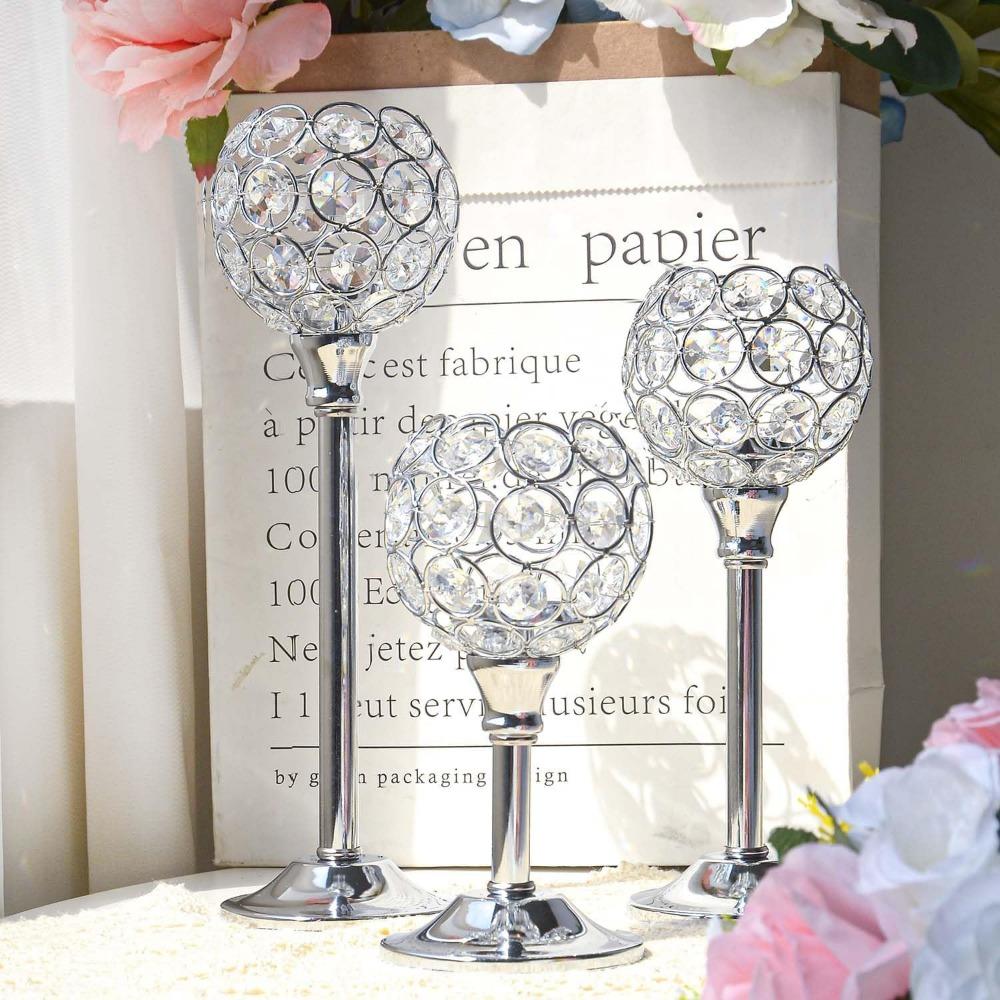 

Хрустальный металлический подсвечник для чайной свечи, Блестящие чаши канделябры, Высокие хрустальные подсвечники-вотивы, Элегантный хрустальный подсвечник для центра стола для обеденного стола/свадьбы