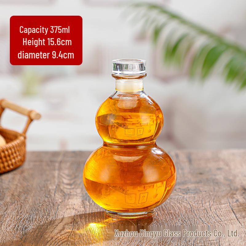 Gourd-Shaped Glass Wine Bottle for Liquor Storage – Sealed, Food-Grade, Empty, High-Grade.