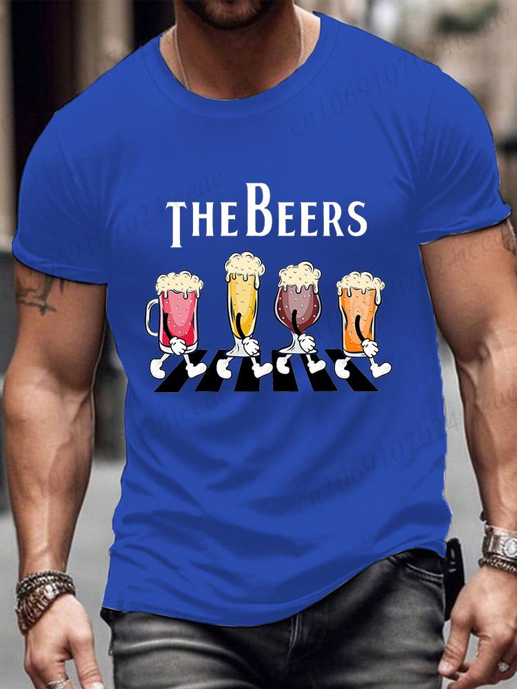 

Мужская футболка с коротким рукавом Футболки для любителей пива Модная повседневная летняя футболка для мужчин Забавная пародия на The Beers Road Мужская летняя футболка Топ 4XL