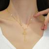 Crown Key Light Luxury Temperament Gorgeous Full Diamond Necklace Women'S Versatile Collarbone Chain Titanium Steel Chain