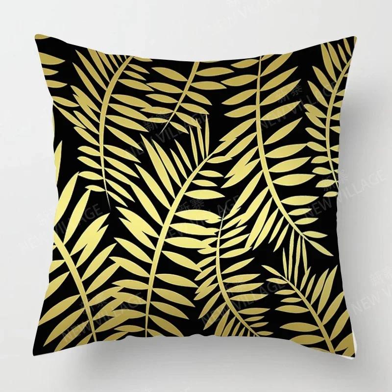 Nordic Fall Home Decor Autumn Throw Pillow Case Sofa Cushion Cover Modern Leaf Plant Green