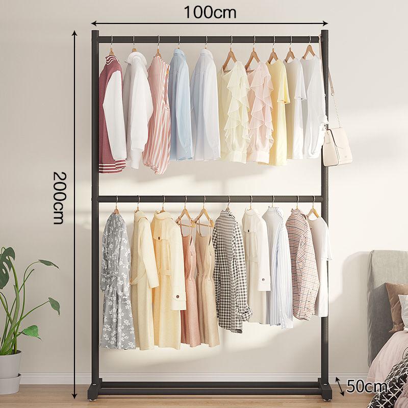 Double-Layer Hanger: Space-Saving Floor Rack for Clothes and Hats