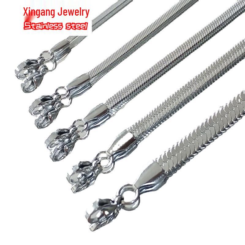 Stainless Steel Chain Fashion Hip Hop Women's Titanium Flat Necklace