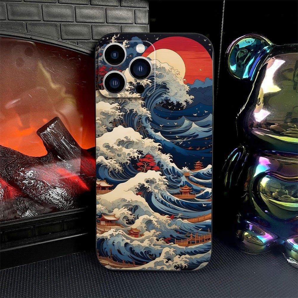 Sea Wave Simple and Stylish Phone Case Suitable for iPhone 17 16 15 14 13 12 11 Pro/ Max /Plus All-inclusive Matte Soft Case