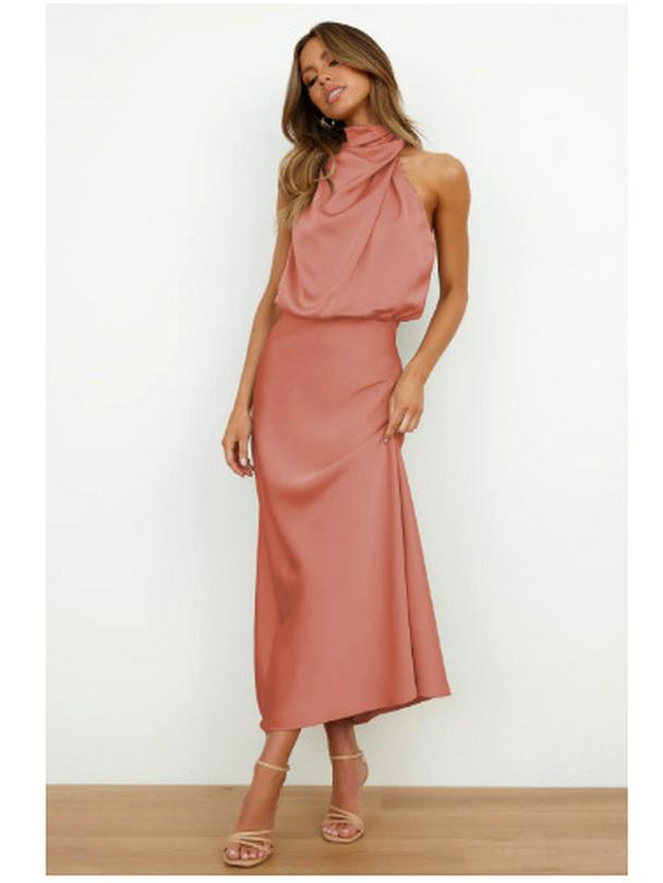 

Елегантна атласна сукня без рукавів Весна/Літо 2024: Стильний Вечірній Одяг Високого Класу Однотонного Кольору 2XL яскраво-червоного кольору