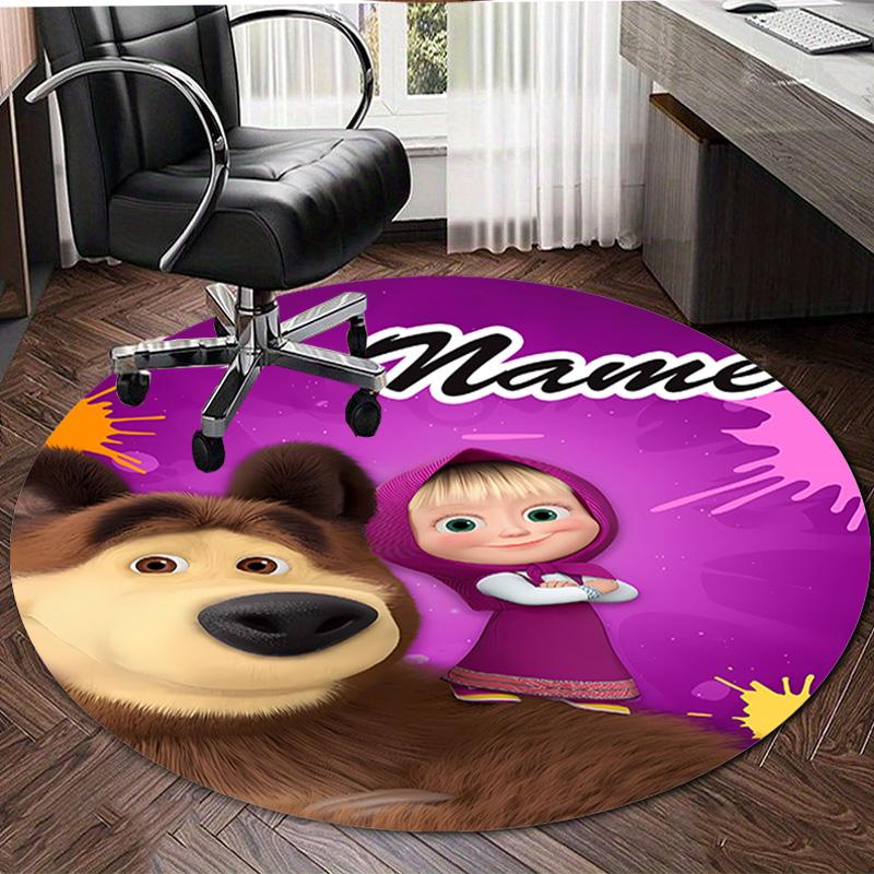 Personalized M-Masha and the Bear Round Chair Office Rug - Perfect for Mat, Office Chair & More - Ideal Gift for Birthdays and Holidays