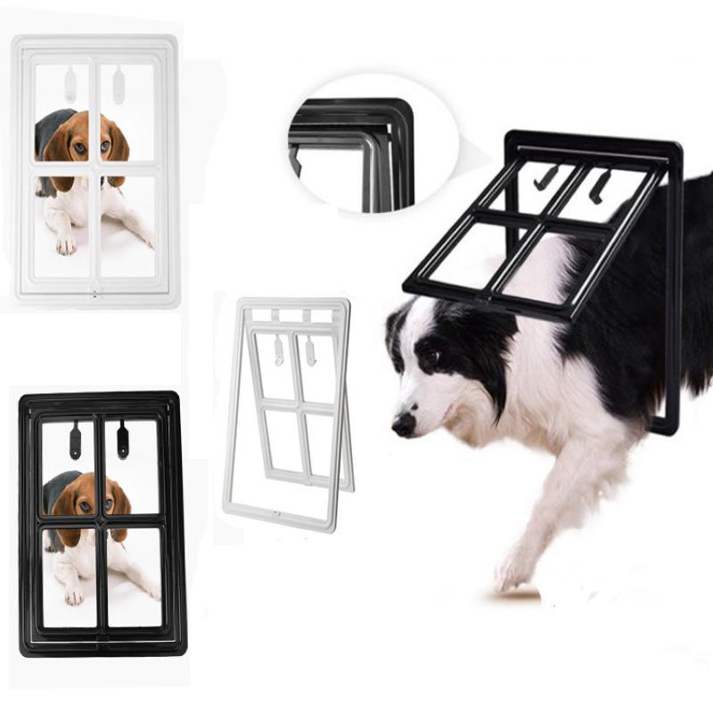Classic Lockable Plastic Pet Door for Mosquito Proof Screen Window Security Flap Gates Pet Tunnel Dog Fence Free Access L
