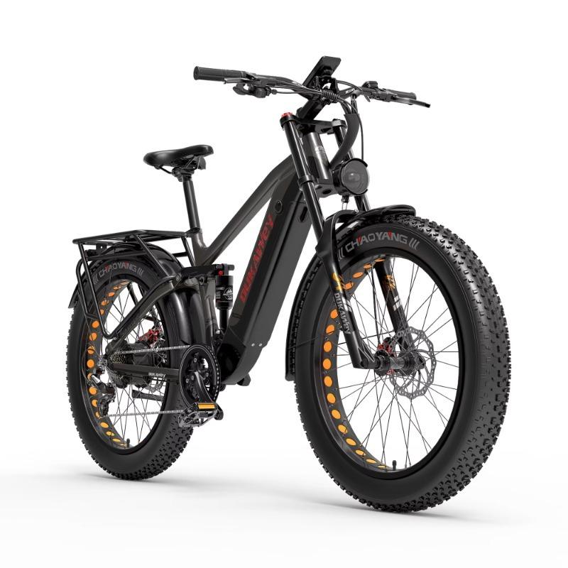 LANKELEISI Silvertip8 E-Bike con Ruote Grasse 26×4.0, Batteria 52V 20Ah, Motore 1000W, Freni Idraulici, Cambio Shimano a 7 Velocità, Tutto Terreno