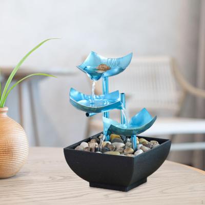 Tisch-Wasserbrunnen, Innen-Wasserfall-Brunnen-Dekoration, Schreibtisch-Meditation mit Flusssteinen