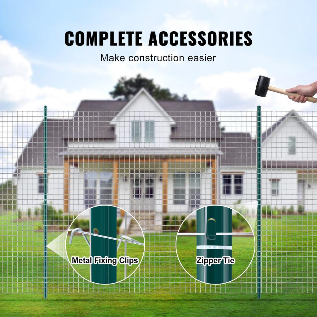 VEVOR 182.9 cm Fence Post 10 Pack Heavy Duty Metal Fence Posts Green
