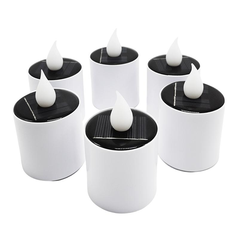 6-Pack Solar LED Candles Outdoor Waterproof Flameless Solar Tea Lights Rechargeable Candles for Party Garden Home Decor