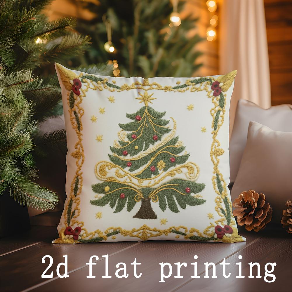 

Home Decor Christmas Tree Patterned Cushion Covers Pattern Cushion Cover Suitable for Sofa Bedroom Car Pillow Cover 16x16Inch