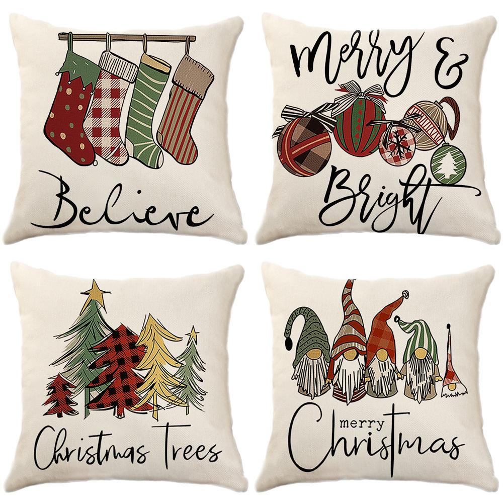 Christmas Theme Printed Sofa Pillow Case Christmas Atmosphere Decoration Bay Window Cushion