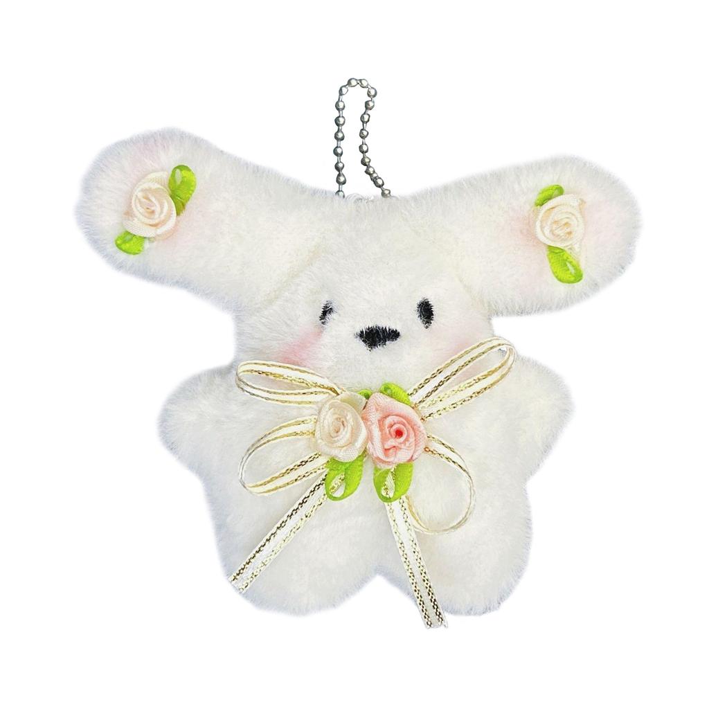 Cute Puppy Plush Toy Pendant Keychain Cartoon Big Ear Dog Dolls Figure Ornament for Backpack or Car Key Bag Charm Decors