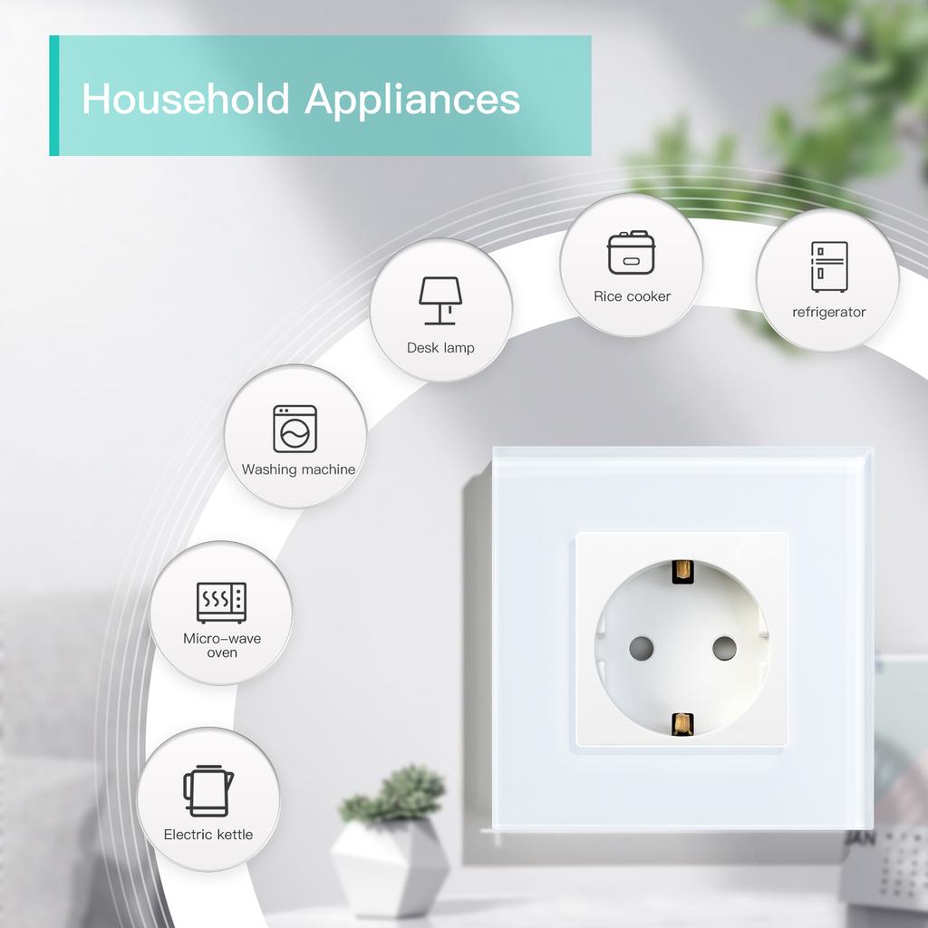 BSEED Single EU Socket Double Power Outlets Triple Electric Sockets Crystal Glass Wall Sockets White Black Gold Gray 16A