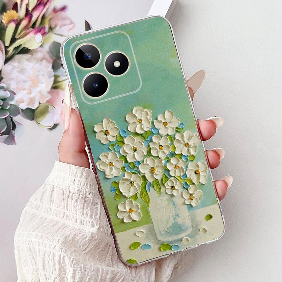 Für Realme Note 50 Hülle RMX3834 Niedliche Katze Bemalte Abdeckung Klare Silikon Weiche TPU Handyhülle Für Realme Note 50 Note50 Fundas Coque