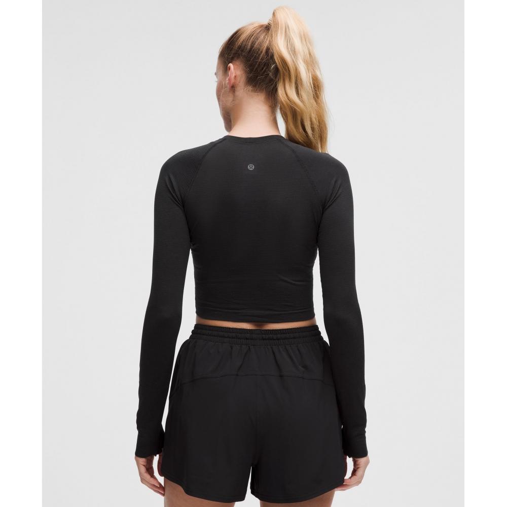 Lululemon Swiftly Tech Cropped Long Sleeve Shirt 2.0 Black Black