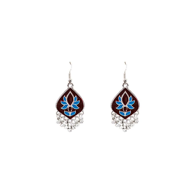 Vintage Ethnic Miao Silver Teardrop Tassel Earrings