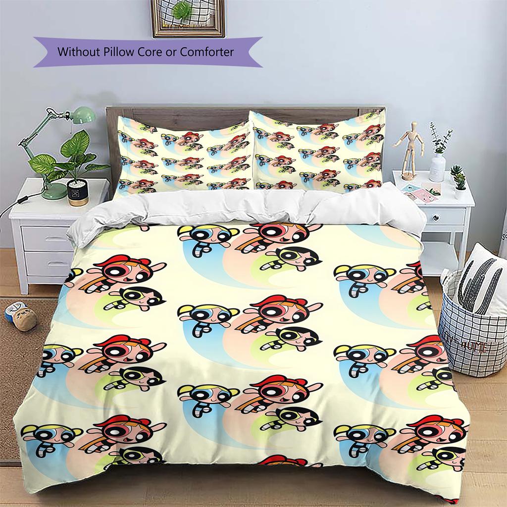 Powerpuff Girls Cute Duvet Cover & Pillowcases, Powerpuff Girls Fan Bedding, Great Gift.chl