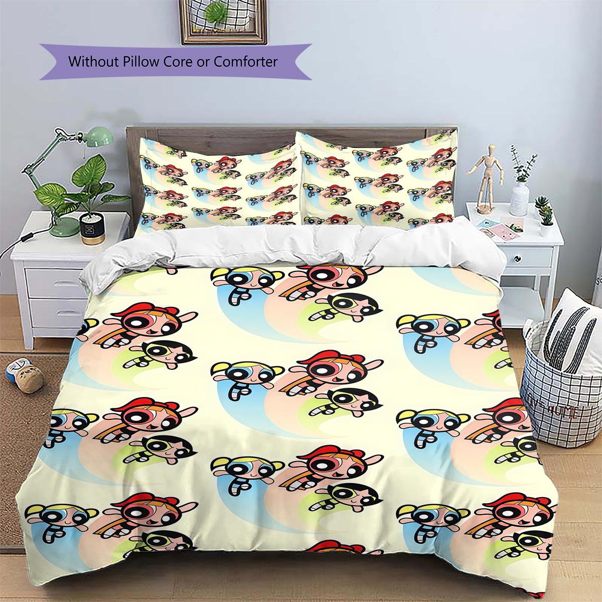 

Powerpuff Girls Cute Duvet Cover & Pillowcases, Powerpuff Girls Fan Bedding, Great Gift.chl 135x200cm