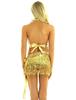 Women Shiny Sequins Tassels Carnival Rave Performance Belly Dance Costume Halter Bra Tops with Hip Scarf Wrap Skirt Set