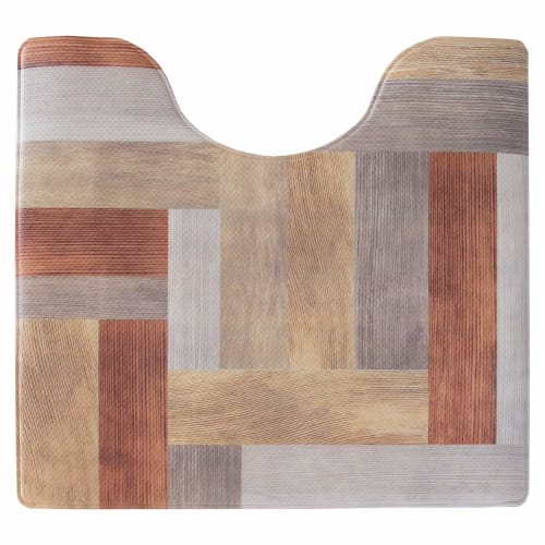 Oka Wipeable Toilet Mat, Approx. 55cm x 60cm, Brown (Wood) (Just Wipe, PVC Vinyl)