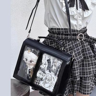 Japanese Style Transparent Ita Bag Large Capacity Backpack Crossbody Shoulder Bag for Students Fashionable Display