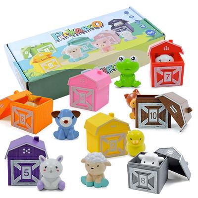 Children Color Sorting Animal Matching House Montessori Game Rainbow Finger Puppet Number Cognition Parish Learning Sensory Toys