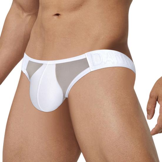 Men Briefs Low Waist Solid Color Thongs Solid Color Mesh Yarn Splicing Ultra Thin