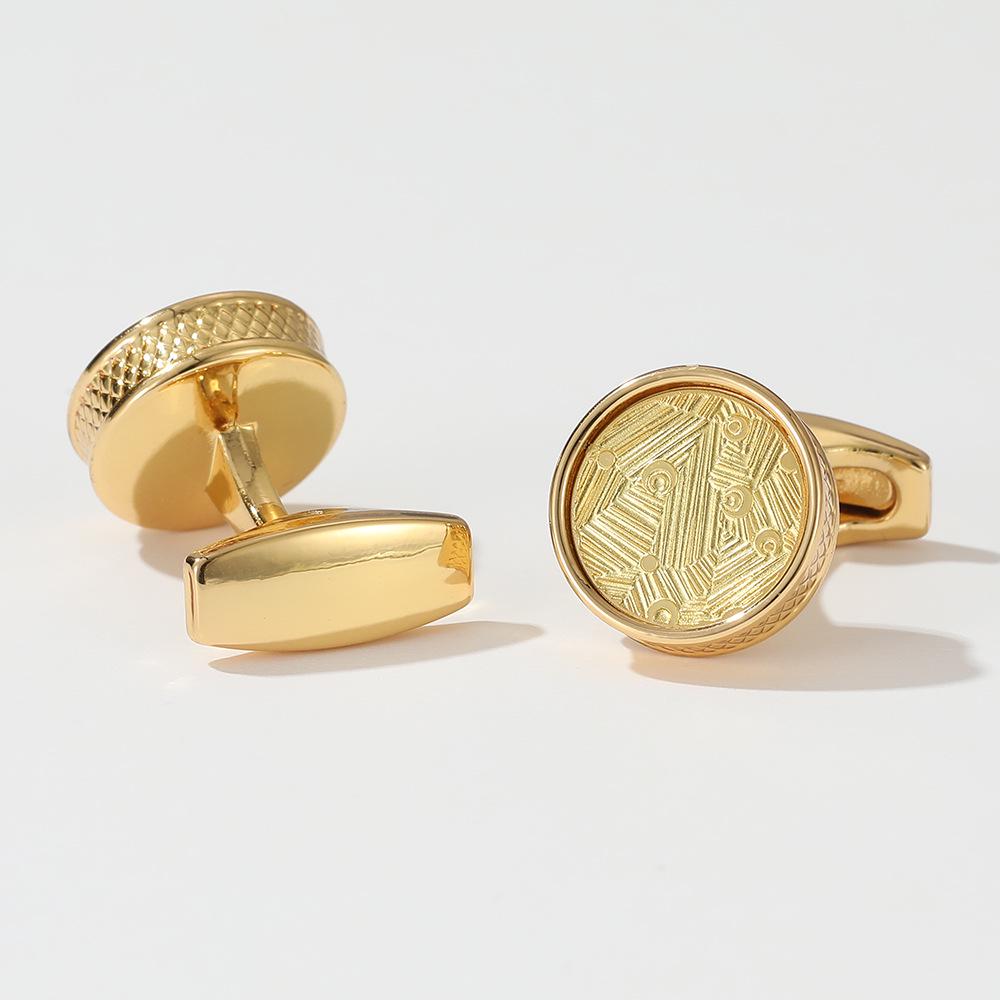 

Men s Fashion Round Gold Cufflinks - 1 Pair Manual