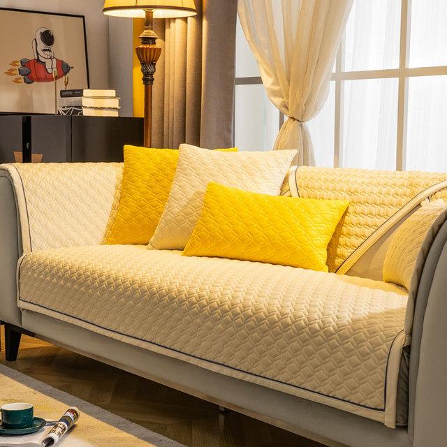 Quilted Thick Plush Velvet Sofa Cover 3 4 Seats Loveseat L Shape Couch Slipcover Solid Ultra Soft Armchair Protector Green Warm