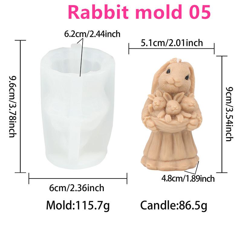 

Easter Couple Holding Loving Rabbit Silicone Candle Mold DIY Mother Rabbit Holding Small Rabbit Easter Gift Candle Plaster