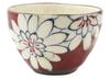 Hasami Ware Fukusho Kiln, Powder-glazed, Hand-painted Dahlia Design, Red Bowl
