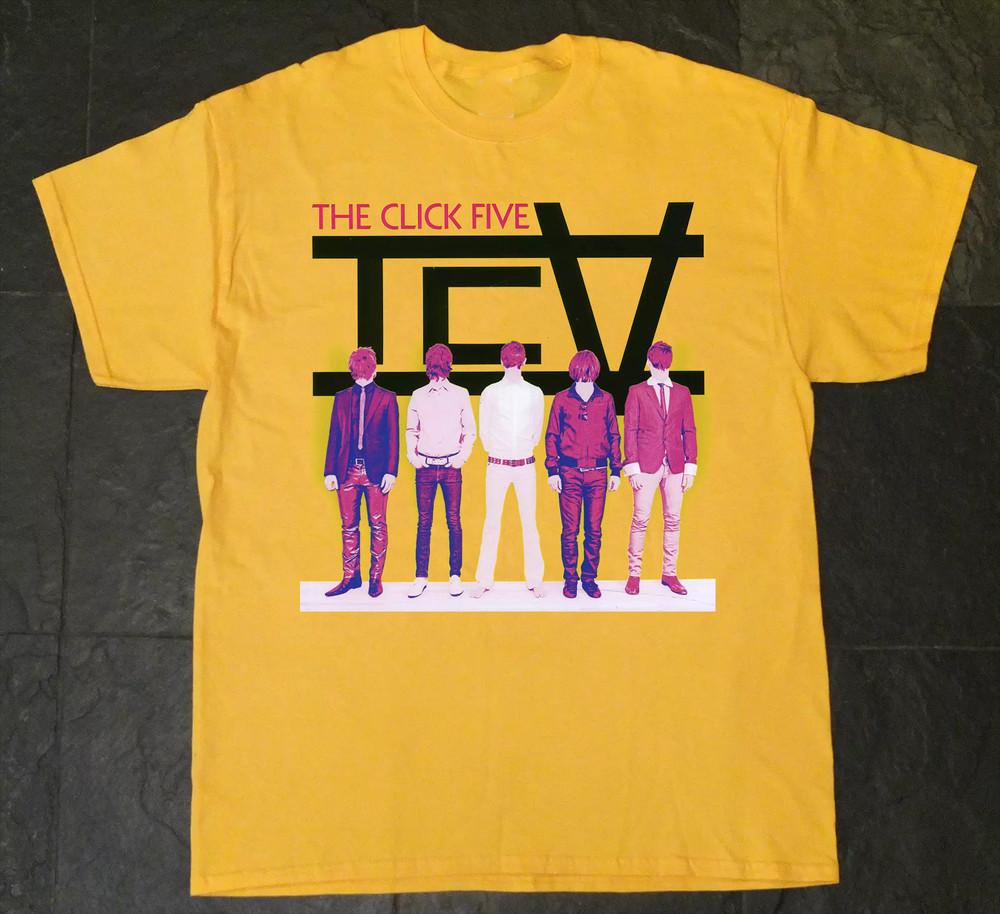 NEW THE CLICK FIVE Band Short Sleeve Yellow All Size T-Shirt Unisex T-Shirt S