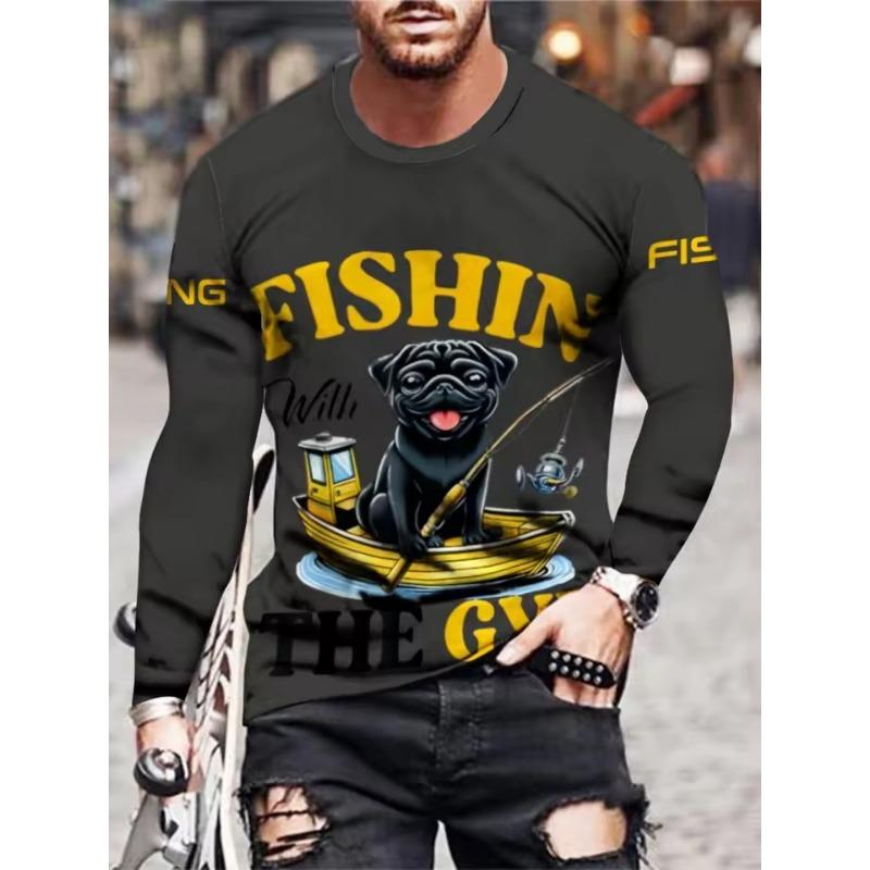 Men's O Neck Long Sleeves Full Body Fish Pattern Moisture Absorption Quick-Drying Fishing Hiking Bicycles Sports 3D T-Shirts