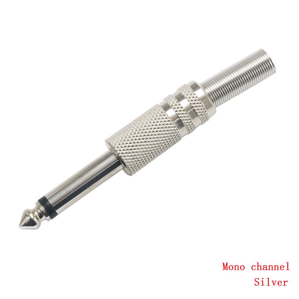 2PCS 6.35mm 2Pole Mono Amplifier Plug 6.35 Stereo Metal Microphone Jack Plug-in Audio Connector for KTV
