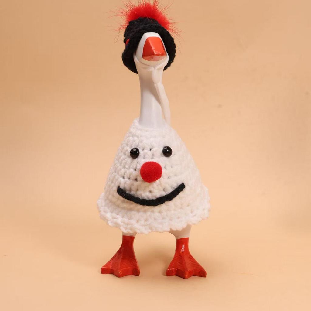 Valentine's Pearl Desktop Goose Set with Mini Knitted Hat & Adjustable Wings Clothing