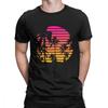 Sunset Palm Tree Vintage Tee Shirt 80s Synthwave Clothes Vaporwave T Shirt Mens TShirts Japanese Colors Streetwear