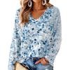 Women's V-Neck Long Sleeve Print Lightweight Blouse for Spring and Summer