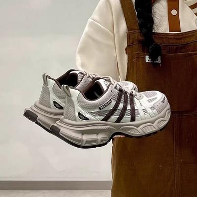 Popular Platform Dad Shoes Women's 2025 Spring New Versatile Height Increase Small Light Breathable Casual Sports Shoes