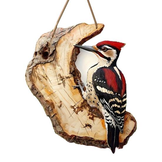 Ornament din lemn plat 2D cu animal, rustic, cal, pasăre în copac, semn de bun venit pentru intrarea casei de fermă, terasă, living, decor birou