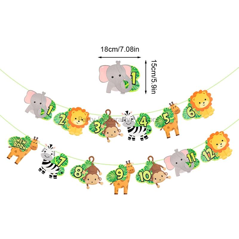 1. Geburtstag Foto Banner Baby Dschungel Safari Geburtstagsparty Löwe Tiger Tier Wimpelkette Papiergirlande Flaggen Dekoration Wild One