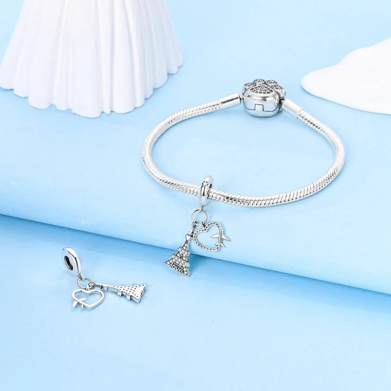 Charmscopperlove In Paris Travel Airplane Beads Fit Plataoriginal Bracelets Women Jewellery Making Gifts