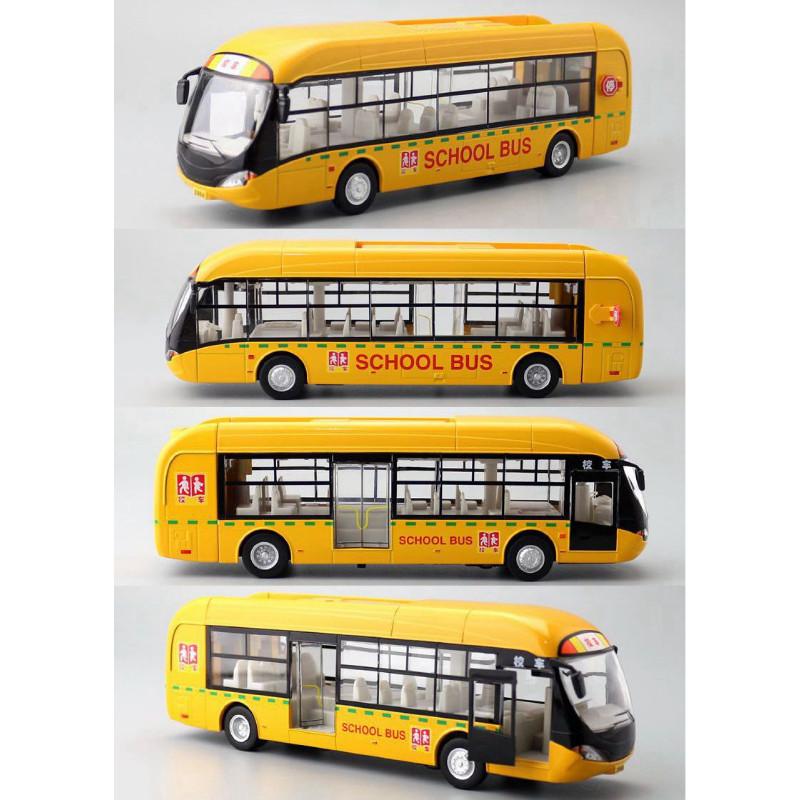 Car 132 Model Alloy Diecast Bus With Lights Sound For Decoration Gifts Kids