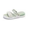 Flat-bottomed rhinestone two-wear sandals for women's new summer one-word sandals with sandals, and thick-soled wedge heels for women's shoes.